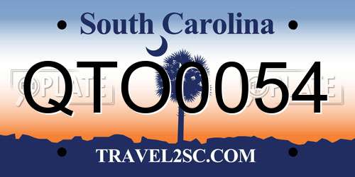 QTO0054 South Carolina License Plate