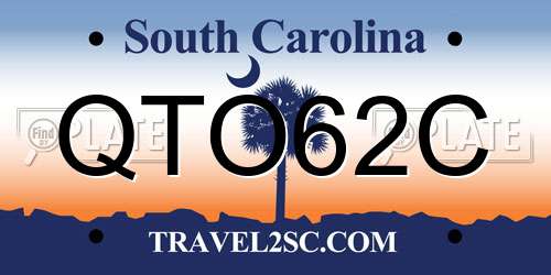 QTO62C South Carolina License Plate