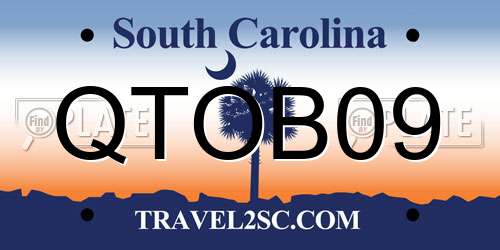 QTOB09 South Carolina License Plate