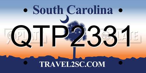 QTP2331 South Carolina License Plate