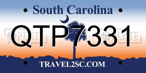 QTP7331 South Carolina License Plate