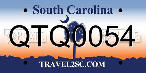 QTQ0054 South Carolina License Plate