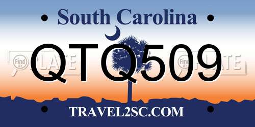 QTQ509 South Carolina License Plate