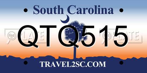QTQ515 South Carolina License Plate