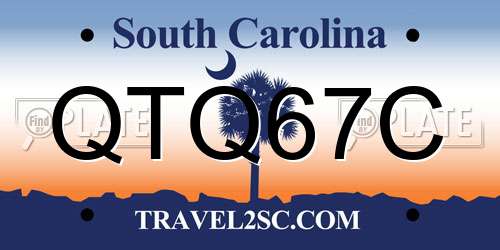 QTQ67C South Carolina License Plate