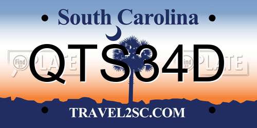 QTS34D South Carolina License Plate