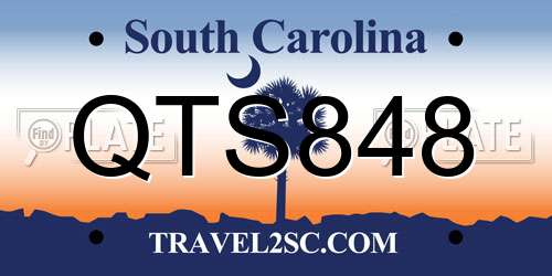 QTS848 South Carolina License Plate