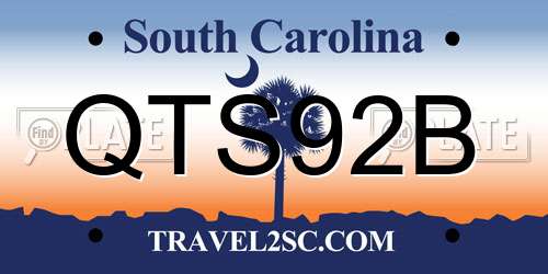 QTS92B South Carolina License Plate