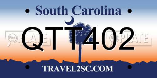 QTT402 South Carolina License Plate
