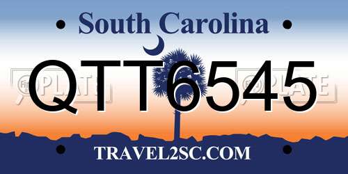 QTT6545 South Carolina License Plate
