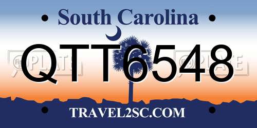 QTT6548 South Carolina License Plate