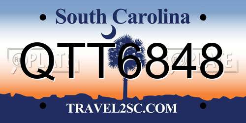 QTT6848 South Carolina License Plate