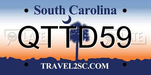 QTTD59 South Carolina License Plate