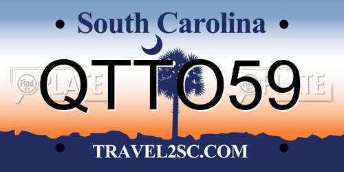 QTTO59 South Carolina License Plate