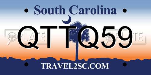 QTTQ59 South Carolina License Plate