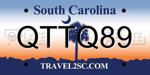 QTTQ89 South Carolina License Plate