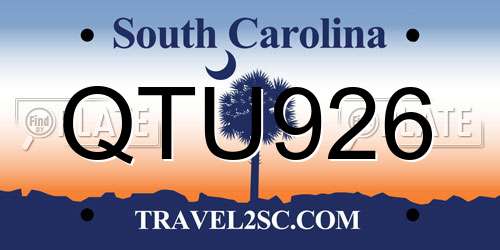 QTU926 South Carolina License Plate