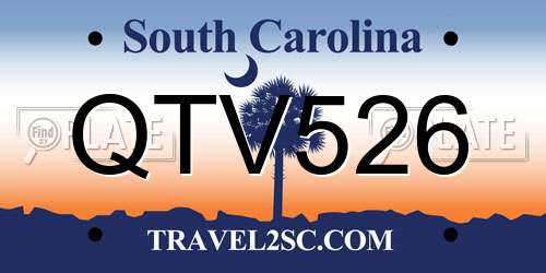 QTV526 South Carolina License Plate