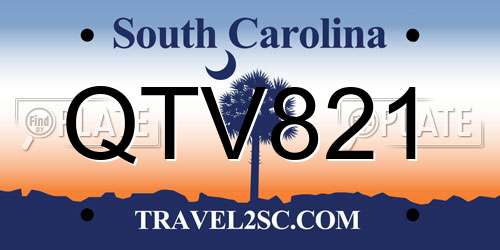 QTV821 South Carolina License Plate