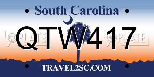 QTW417 South Carolina License Plate