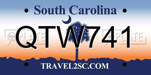 QTW741 South Carolina License Plate