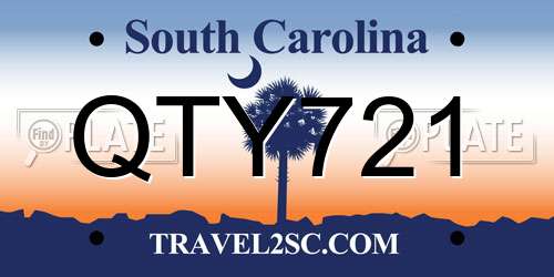 QTY721 South Carolina License Plate