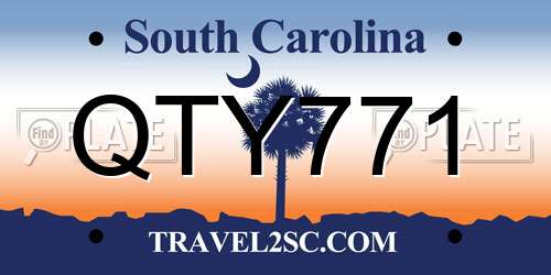 QTY771 South Carolina License Plate
