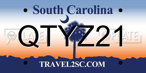 QTYZ21 South Carolina License Plate