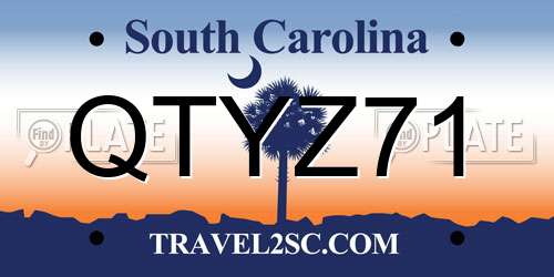 QTYZ71 South Carolina License Plate