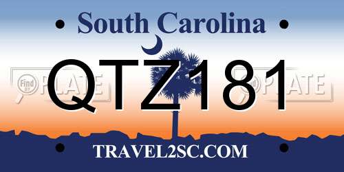 QTZ181 South Carolina License Plate