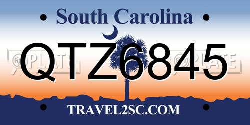 QTZ6845 South Carolina License Plate