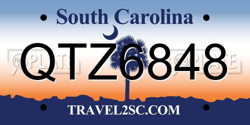 QTZ6848 South Carolina License Plate