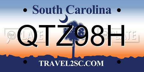 QTZ98H South Carolina License Plate
