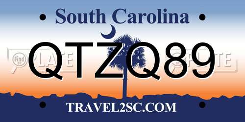 QTZQ89 South Carolina License Plate
