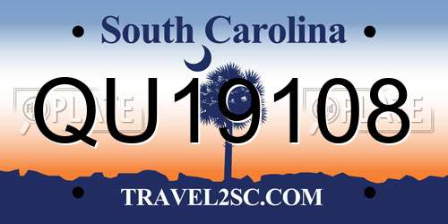 QU19108 South Carolina License Plate