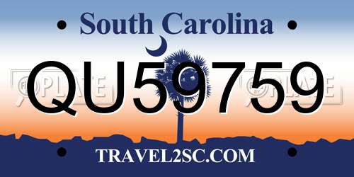QU59759 South Carolina License Plate