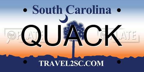 QUACK South Carolina License Plate