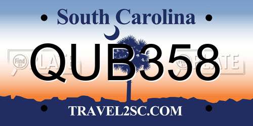 QUB358 South Carolina License Plate