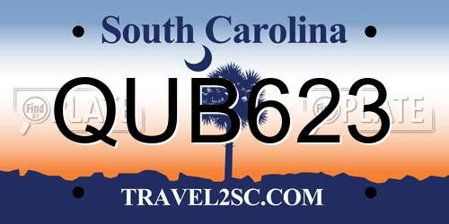 QUB623 South Carolina License Plate