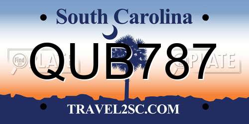 QUB787 South Carolina License Plate