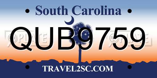QUB9759 South Carolina License Plate