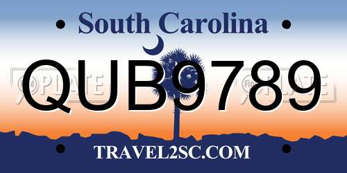 QUB9789 South Carolina License Plate
