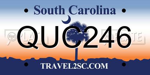 QUC246 South Carolina License Plate