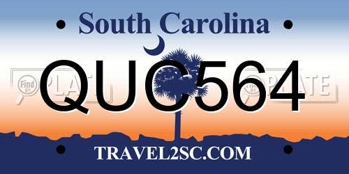 QUC564 South Carolina License Plate