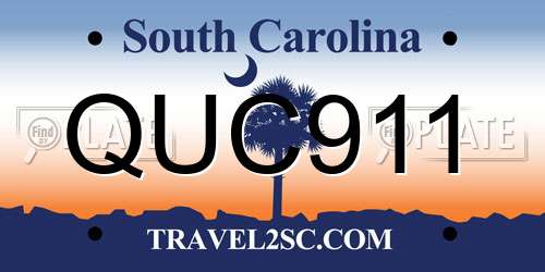 QUC911 South Carolina License Plate