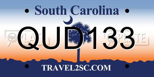 QUD133 South Carolina License Plate