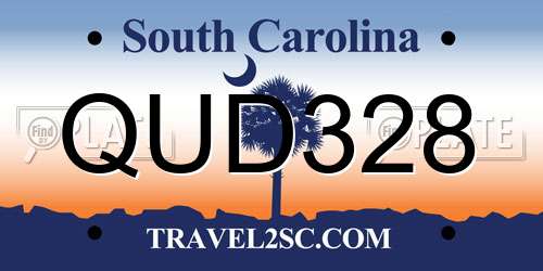 QUD328 South Carolina License Plate