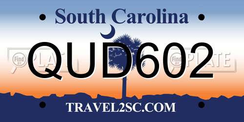 QUD602 South Carolina License Plate