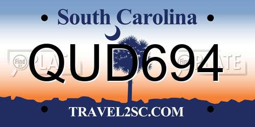 QUD694 South Carolina License Plate