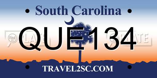 QUE134 South Carolina License Plate